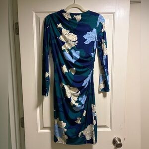 Maggy London Navy and Cream Floral Dress